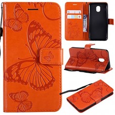 NOMO Samsung Galaxy J3 2018 (SM-J337) Case J3 Achieve/J3 Star/Express Prime 3/Amp Prime 3/Sol 3/J3 V 3rd Gen/J3 Orbit Case Wallet Flip Leather Butterfly Case Cover with Card Holder Phone Case Orange - B07G18YVNF